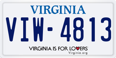 VA license plate VIW4813
