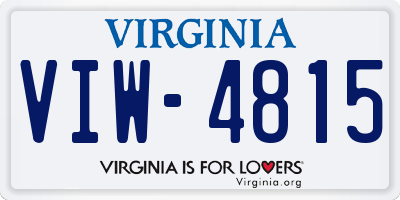 VA license plate VIW4815