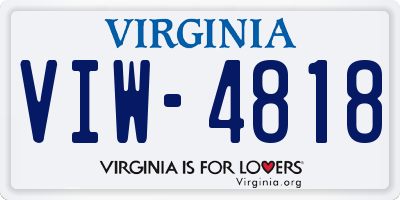 VA license plate VIW4818