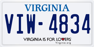 VA license plate VIW4834