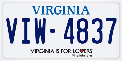 VA license plate VIW4837