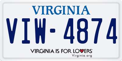 VA license plate VIW4874