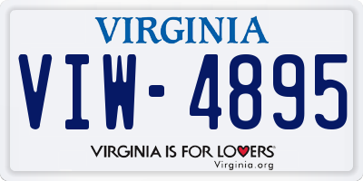 VA license plate VIW4895