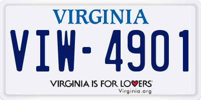 VA license plate VIW4901