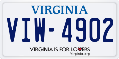 VA license plate VIW4902