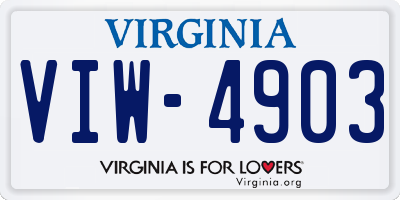 VA license plate VIW4903