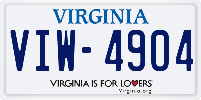 VA license plate VIW4904