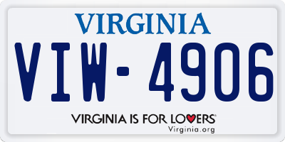 VA license plate VIW4906