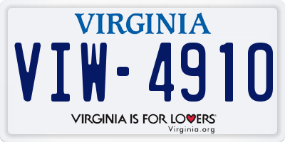 VA license plate VIW4910