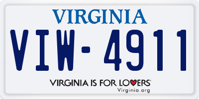VA license plate VIW4911