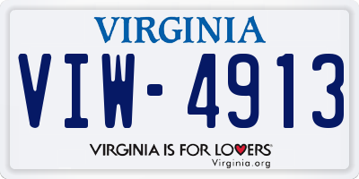 VA license plate VIW4913