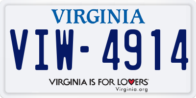 VA license plate VIW4914