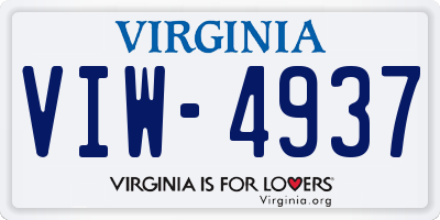 VA license plate VIW4937