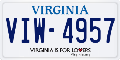 VA license plate VIW4957