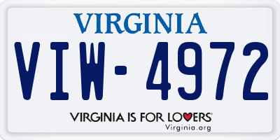 VA license plate VIW4972