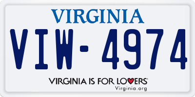 VA license plate VIW4974