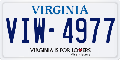 VA license plate VIW4977
