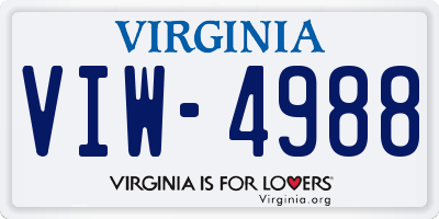VA license plate VIW4988