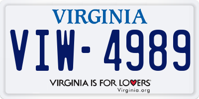 VA license plate VIW4989