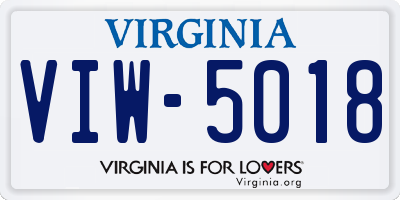 VA license plate VIW5018