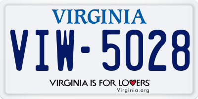 VA license plate VIW5028