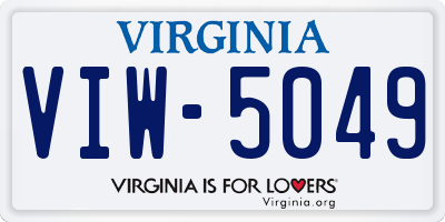 VA license plate VIW5049