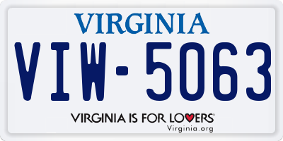 VA license plate VIW5063