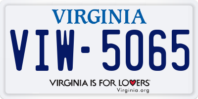 VA license plate VIW5065