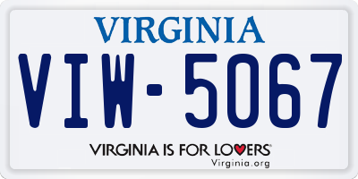 VA license plate VIW5067