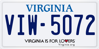 VA license plate VIW5072