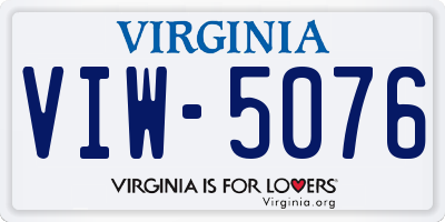 VA license plate VIW5076