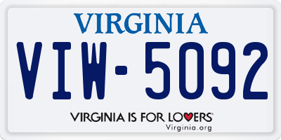VA license plate VIW5092