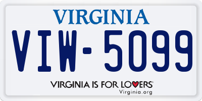 VA license plate VIW5099