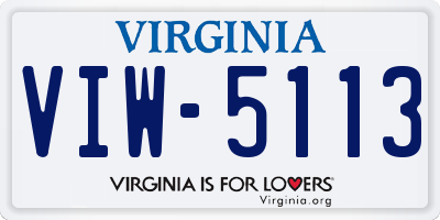 VA license plate VIW5113