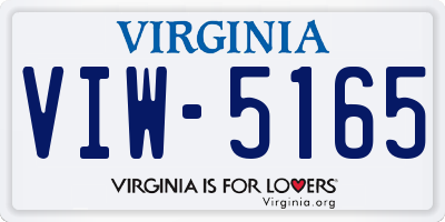 VA license plate VIW5165