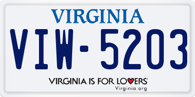 VA license plate VIW5203