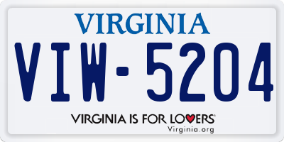 VA license plate VIW5204