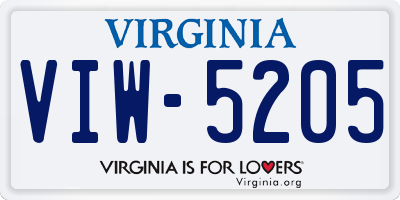 VA license plate VIW5205