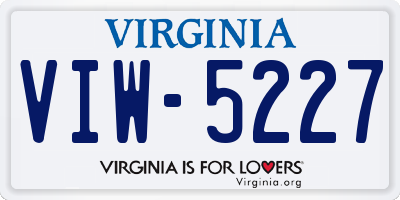 VA license plate VIW5227