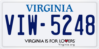 VA license plate VIW5248
