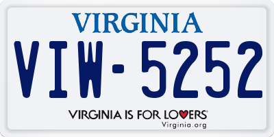 VA license plate VIW5252