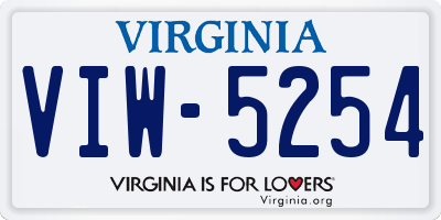 VA license plate VIW5254
