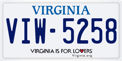 VA license plate VIW5258
