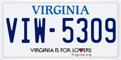 VA license plate VIW5309