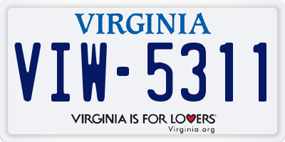 VA license plate VIW5311