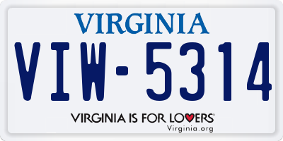 VA license plate VIW5314