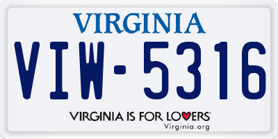 VA license plate VIW5316