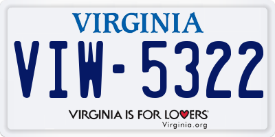 VA license plate VIW5322