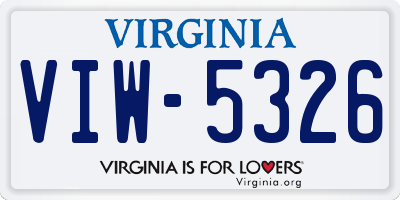 VA license plate VIW5326