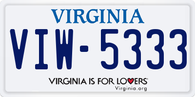 VA license plate VIW5333